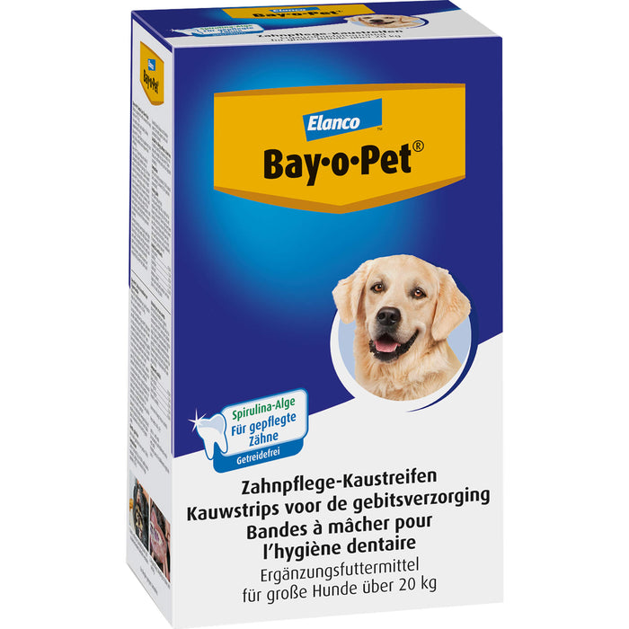 Elanco Bay-o-Pet Zahnpflege-Kaustreifen zur Zahnsteinprophylaxe bei großen Hunden, 140 g Chewing strips