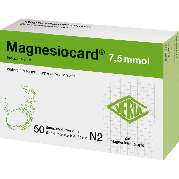 VERLA Magnesiocard 7,5 mmol Brausetabletten, 50 pc Comprimés effervescents