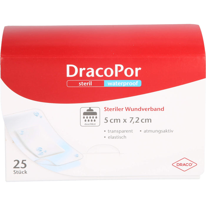 DracoPor Waterproof Wundverband steril 7,2 x 5 cm, 25 pc Pansements