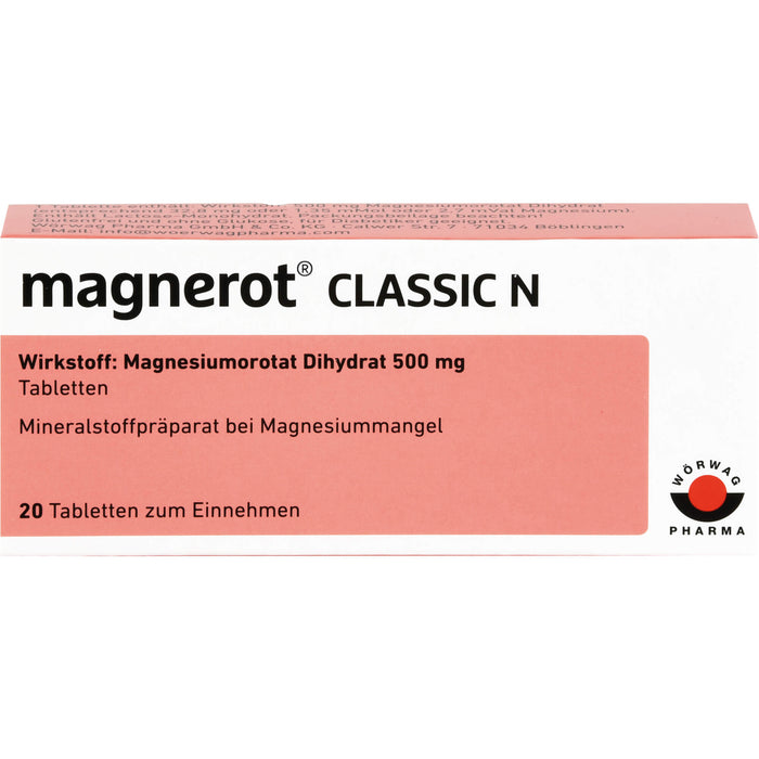 magnerot Classic N Tabletten bei Magnesiummangel, 20 pc Tablettes