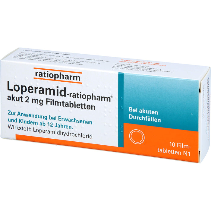 Loperamid-ratiopharm akut Filmtabletten, 10 St. Tabletten