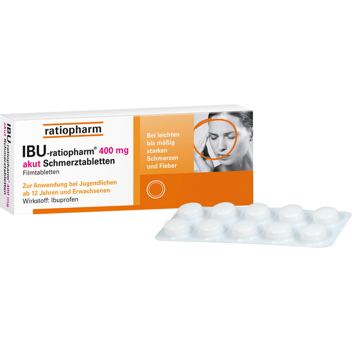 IBU-ratiopharm akut 400 mg Schmerztabletten, 20 St. Tabletten