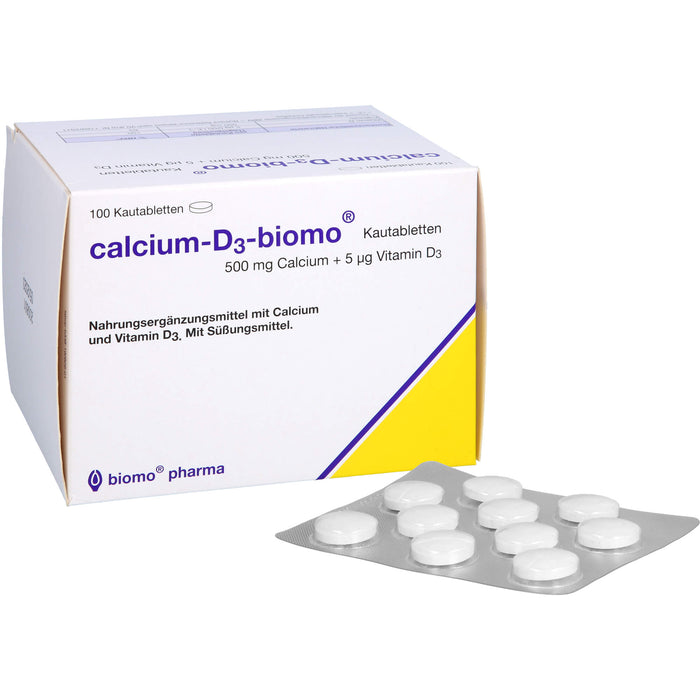 Calcium-D3-biomo Kautabletten 500+D, 100 pcs. Tablets