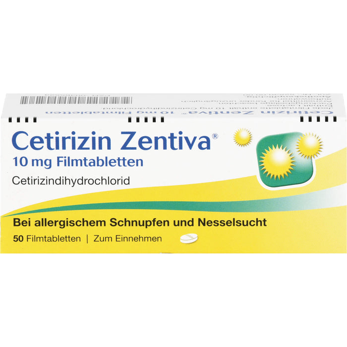 Cetirizin Zentiva 10 mg Filmtabletten bei allergischem Schnupfen und Nesselsucht, 50 pc Tablettes