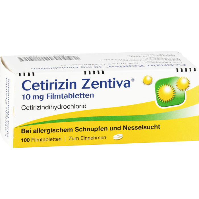 Cetirizin Zentiva 10 mg Filmtabletten bei Allergien, 100 pc Tablettes