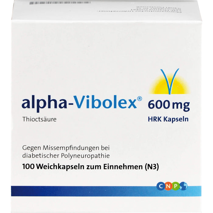 alpha-Vibolex 600 mg HRK Kapseln gegen MIssempfindungen bei diabetischer Polyneuropathie, 100 pcs. Capsules