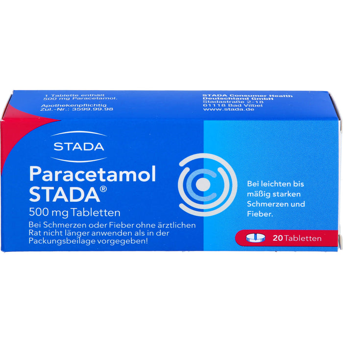 Paracetamol STADA 500 mg Tabletten bei Schmerzen und Fieber, 20 St. Tabletten