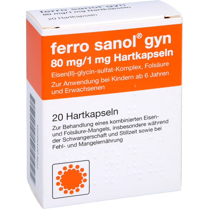 ferro sanol gyn Kapseln bei Eisen- und Folsäuremangel, 20 pcs. Capsules