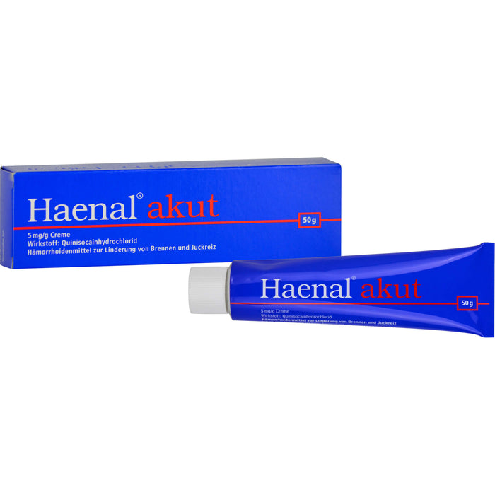 Haenal akut Creme Hämorrhoidenmittel  zur Linderung von Brennen und Juckreiz, 50 g Creme