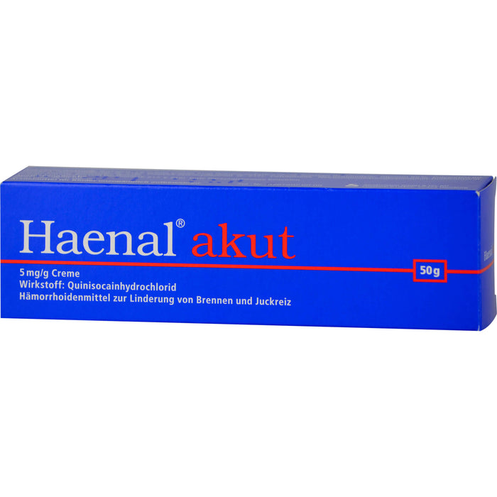 Haenal akut Creme Hämorrhoidenmittel  zur Linderung von Brennen und Juckreiz, 50 g Creme