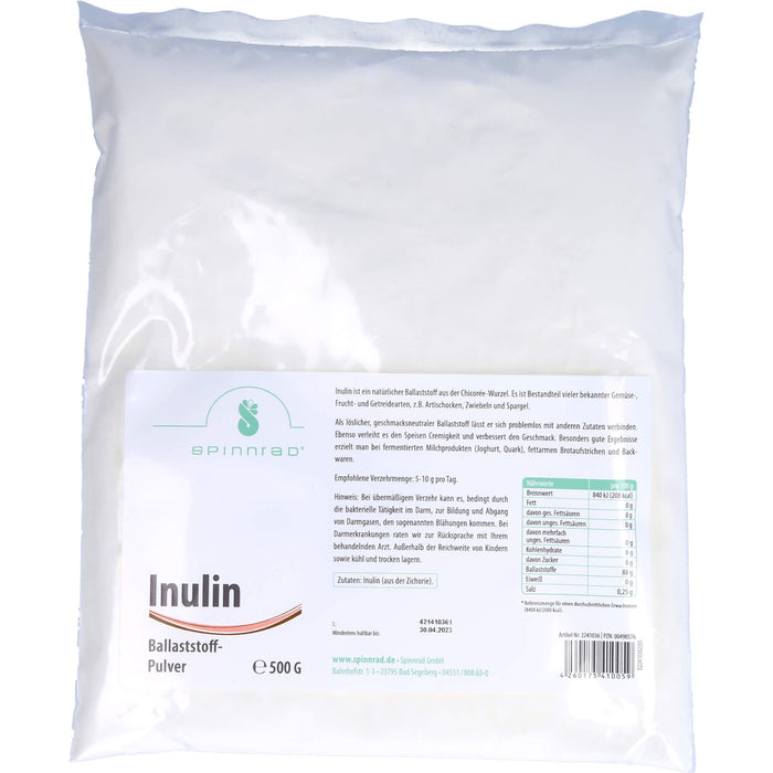 SPINNRAD Inulin prebiotisches Ballaststoff-Pulver, 500 g Powder