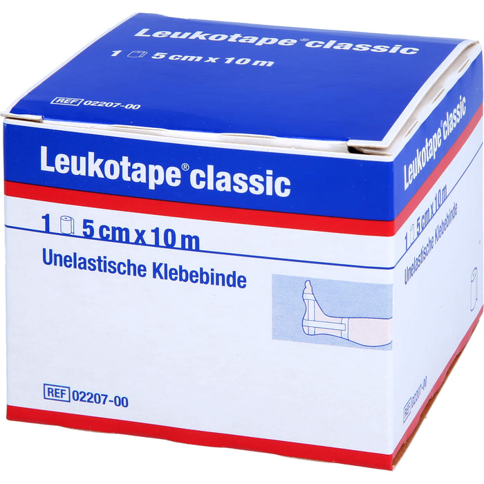 Leukotape classic 5 cm x 10 m weiß unelastische Klebebinde, 1 pc Bandage