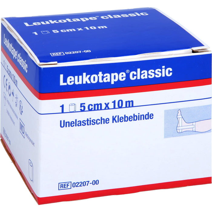 Leukotape classic 5 cm x 10 m weiß unelastische Klebebinde, 1 pcs. Bandage