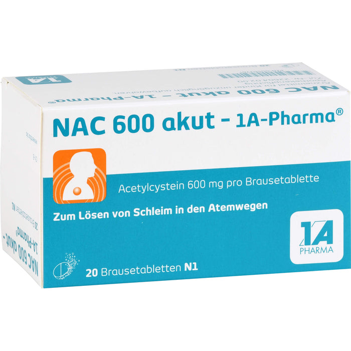 NAC 600 akut - 1A-Pharma Brausetabletten zum Lösen von Schleim, 20 pc Tablettes