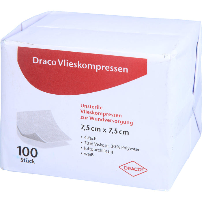 DRACO Vliesstoffkompressen 7,5 x 7,5 cm unsteril, 100 St. Kompressen