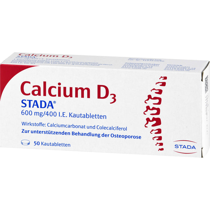 STADA Calcium D3 600 mg/400 I.E. Kautabletten, 50 pc Tablettes