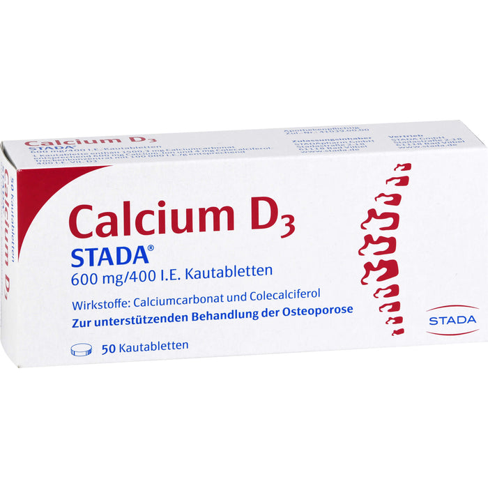 STADA Calcium D3 600 mg/400 I.E. Kautabletten, 50 pc Tablettes