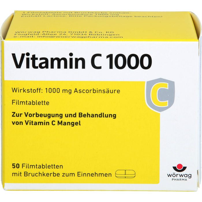 Vitamin C 1000 Wörwag Pharma, 50 pc Tablettes