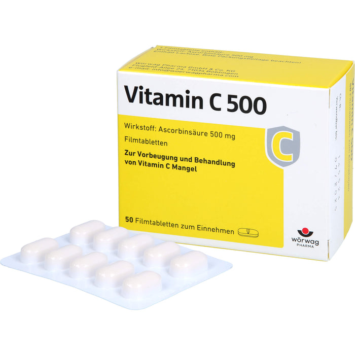 Vitamin C 500 Filmtabletten, 50 pc Tablettes