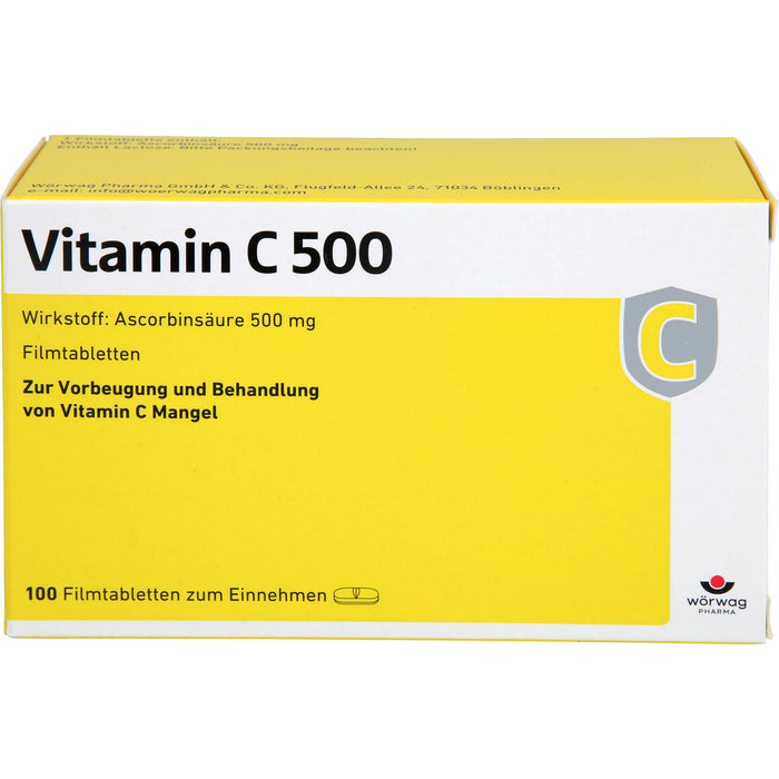 WÖRWAG Vitamin C 500 Filmtabletten, 100 pcs. Tablets