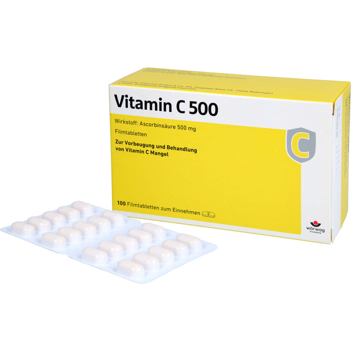 WÖRWAG Vitamin C 500 Filmtabletten, 100 pc Tablettes