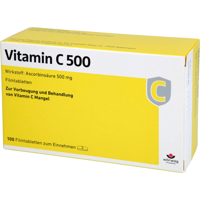 WÖRWAG Vitamin C 500 Filmtabletten, 100 pc Tablettes