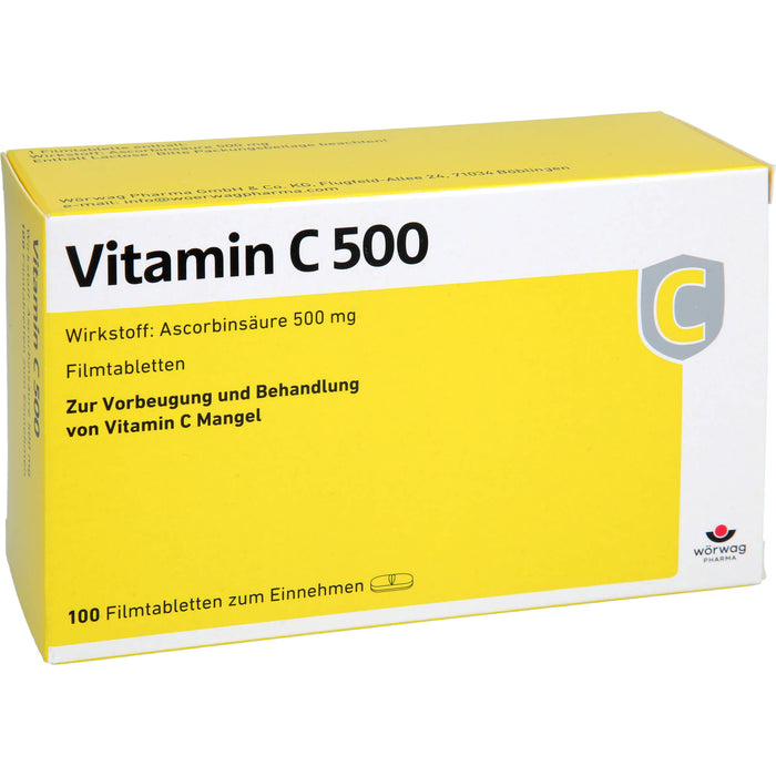 WÖRWAG Vitamin C 500 Filmtabletten, 100 pcs. Tablets