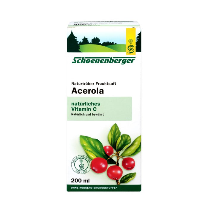 Schoenenberger Acerola mit natürlichem Vitamin C naturtrüber Fruchtsaft, 200 ml Lösung