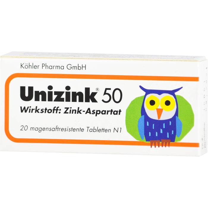 Unizink 50 mg magensaftresistente Tabletten, 20 pc Tablettes