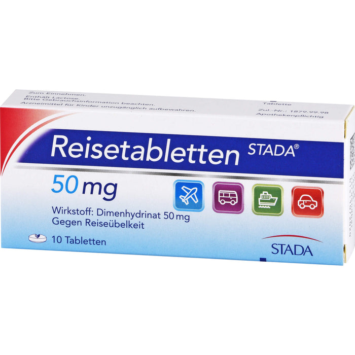 Reisetabletten STADA 50 mg Tabletten gegen Reiseübelkeit, 10 pc Tablettes