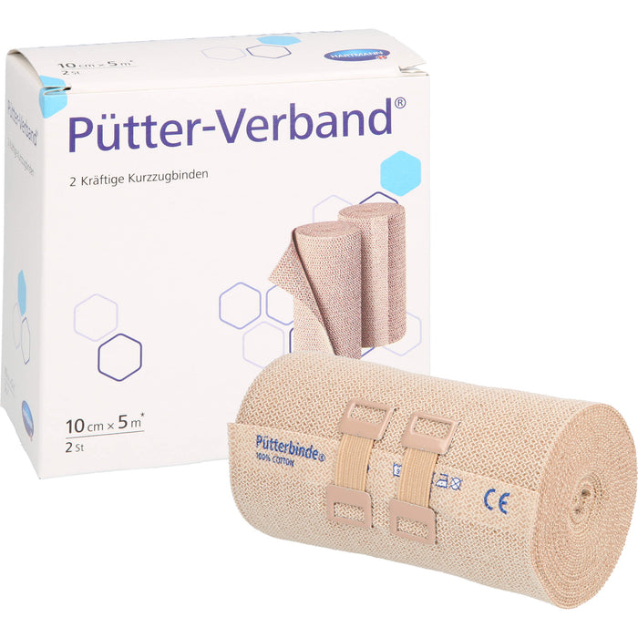 Pütter-Verband 10 cm x 5 m Kurzzugbinden, 2 St. Binde