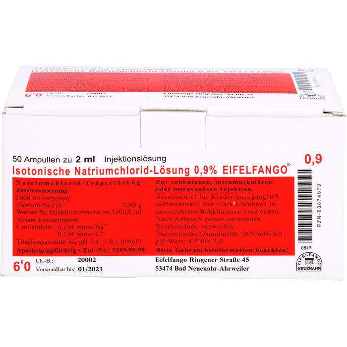 Isotonische Natriumchlorid-Lösung 0,9 % EIFELFANGO, 50 pcs. Ampoules