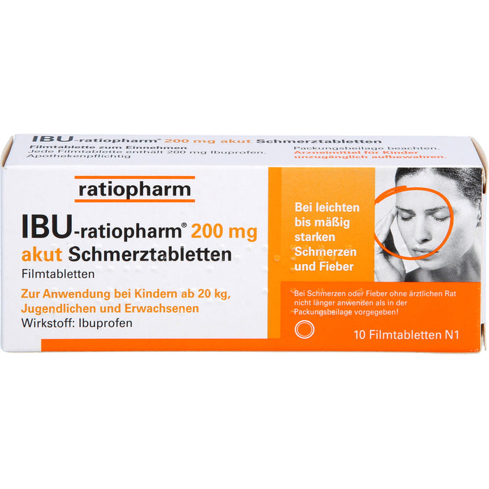 IBU-ratiopharm 200 mg akut Schmerztabletten Filmtabletten, 10 pc Tablettes