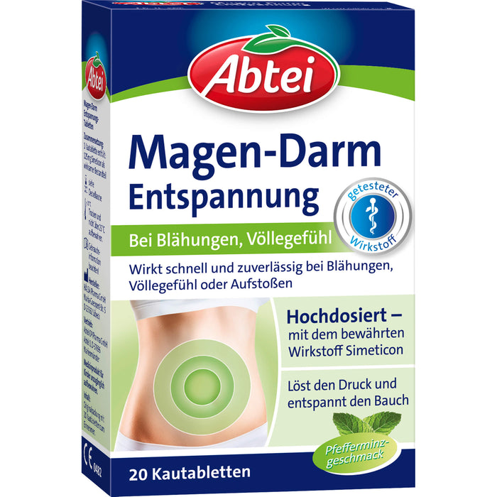 Abtei Magen-Darm-Entspannungstabletten bei Blähungen und Völlegefühl, 20 pcs. Tablets