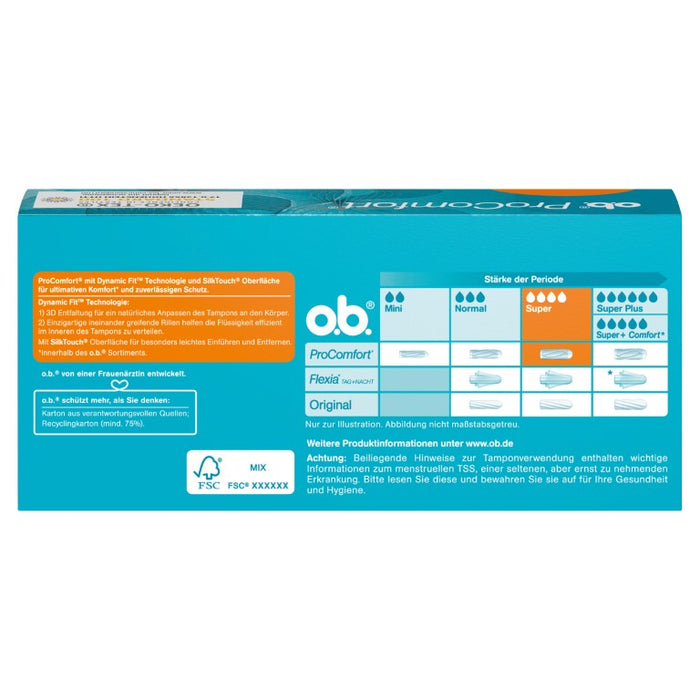 o.b. ProComfort Super Tampons bei einer starken Regelblutung, 16 St. Tampons