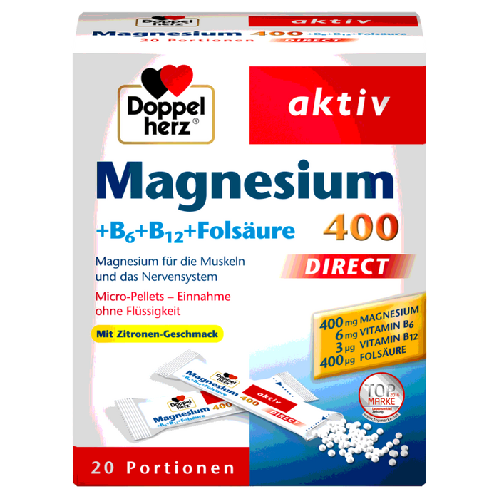 Doppelherz Magnesium + B Vitamine direct Beutel, 20 pcs. Sachets