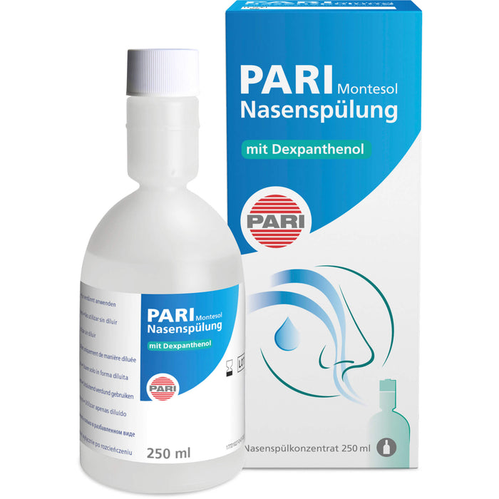 PARI Montesol Nasenspülung mit Dexpanthenol zur intensiven Reinigung, Pflege und Befeuchtung der Nase, 250 ml Lösung