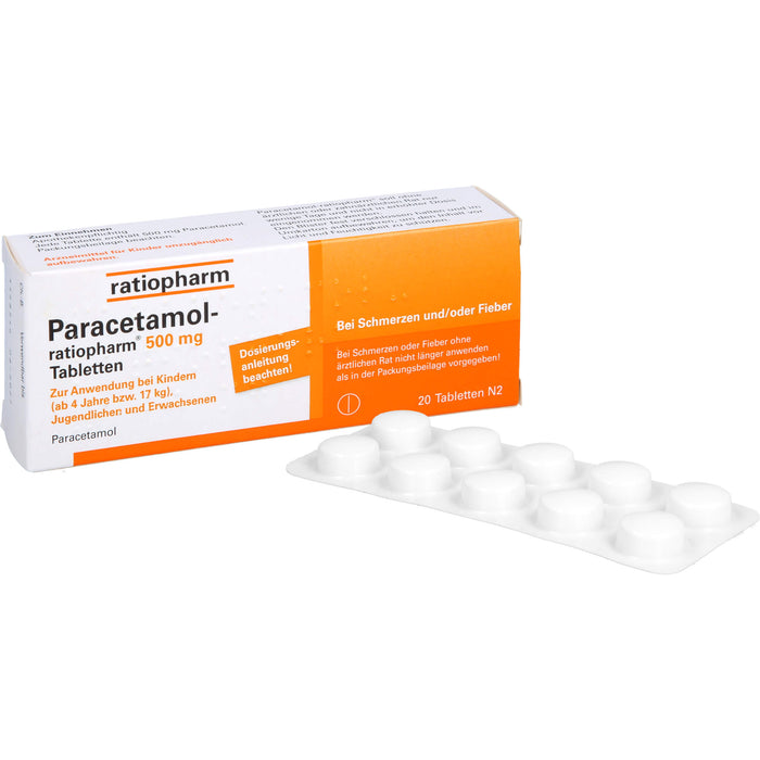 Paracetamol-ratiopharm 500 mg Tabletten, 20 pcs. Tablets