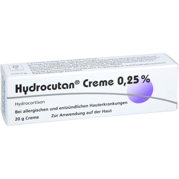 Hydrocutan Creme 0,25 % bei allergischen und entzündlichen Hauterkrankungen, 20 g Creme