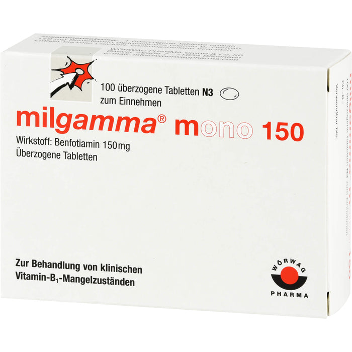 milgamma mono 150 Tabletten bei Vitamin B1 Mangelzuständen, 100 pc Tablettes