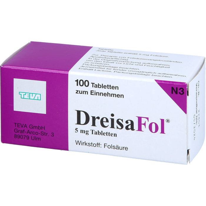 DreisaFol Tabletten bei Folsäuremangelzuständen, 100 St. Tabletten