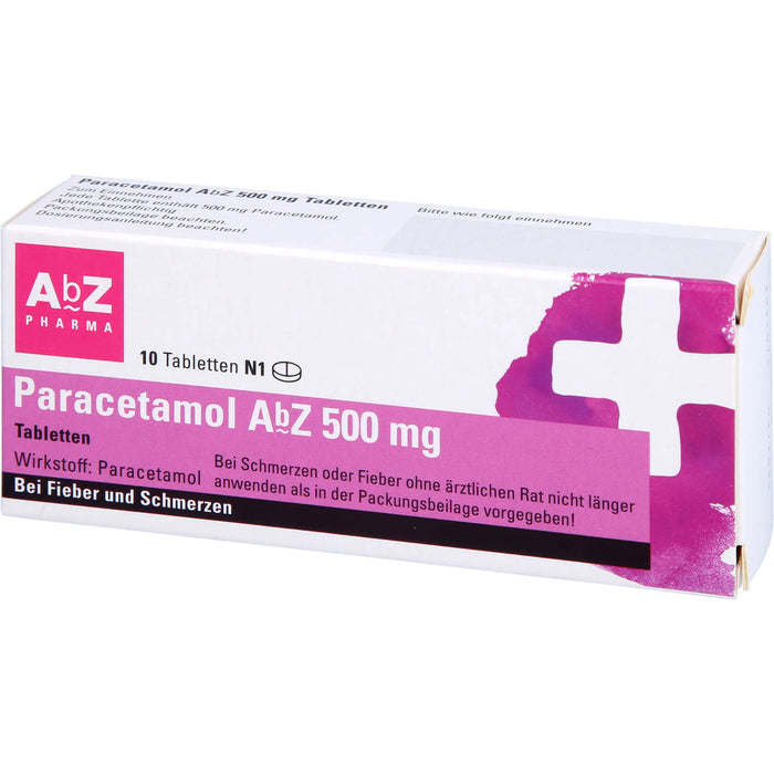 Paracetamol AbZ 500 mg Tabletten bei Fieber und Schmerzen, 10 pc Tablettes