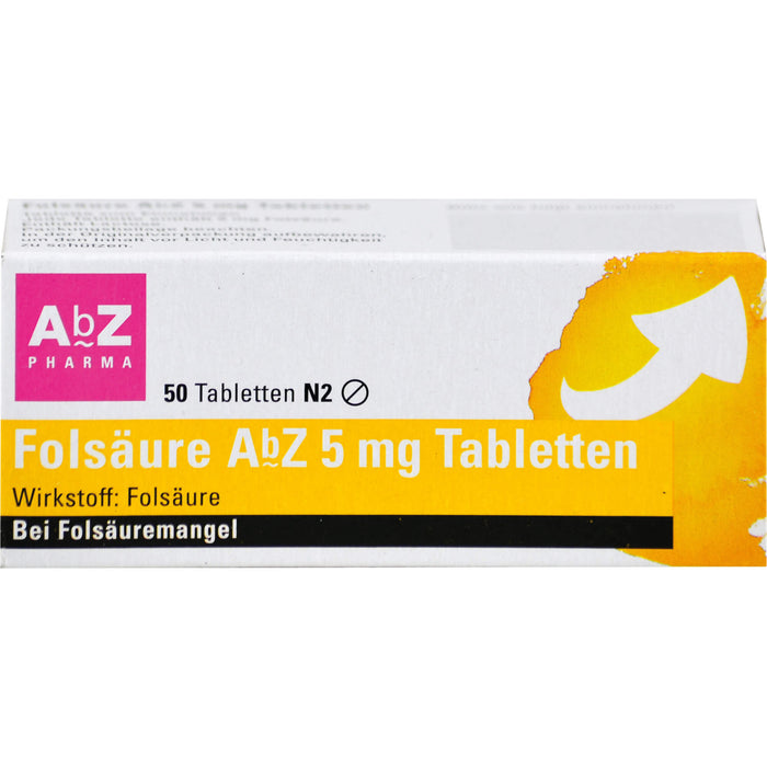 Folsäure AbZ 5 mg Tabletten bei Folsäuremangel, 50 St. Tabletten