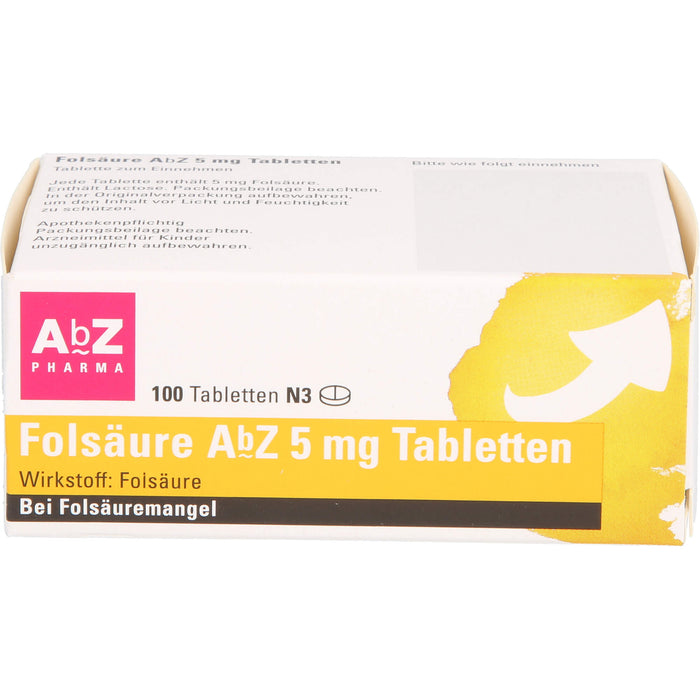 Folsäure AbZ 5 mg Tabletten bei Folsäuremangel, 100 pcs. Tablets