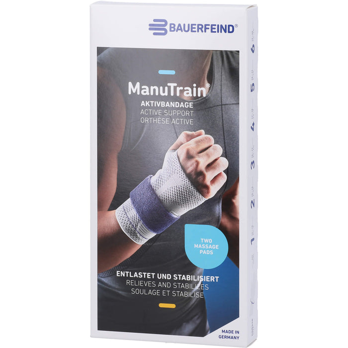 Bauerfeind ManuTrain Handgelenkbandage links Gr. 5 titan, 1 St. Bandage