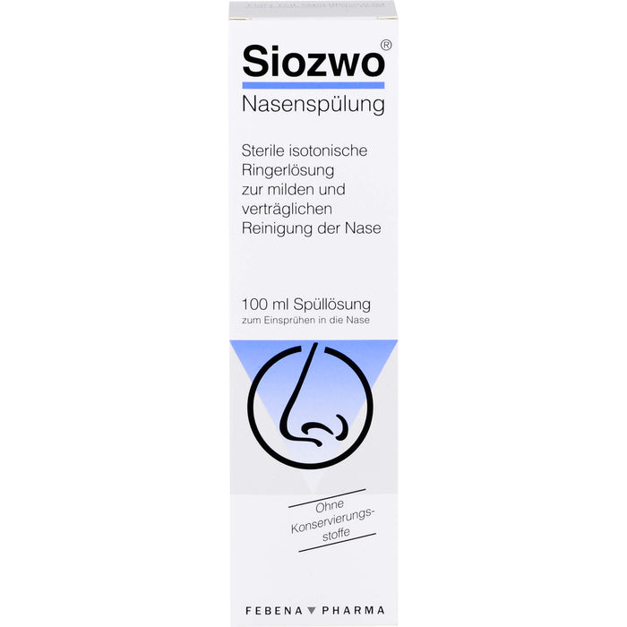 Siozwo Nasenspülung sterile isotonische Ringerlösung zur milden Reinigung der Nase, 100 ml Douche nasale