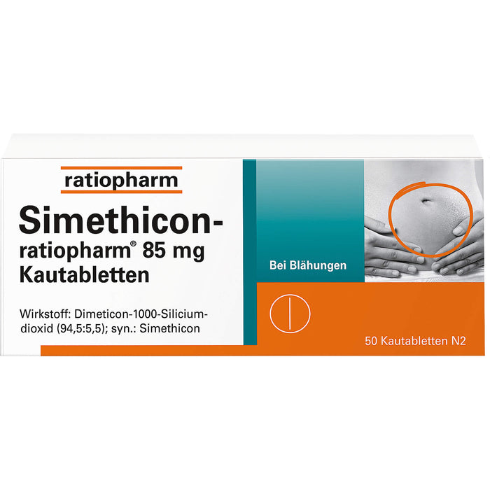 Simethicon-ratiopharm 85 mg Kautabletten bei Blähungen, 50 pcs. Tablets