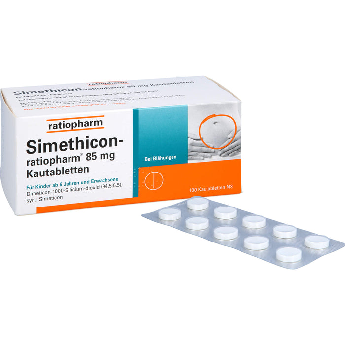 Simethicon-ratiopharm 85 mg Kautabletten bei Blähungen, 100 St. Tabletten