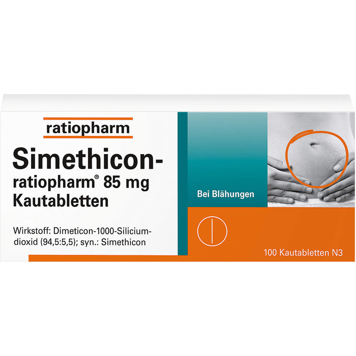 Simethicon-ratiopharm 85 mg Kautabletten bei Blähungen, 100 St. Tabletten