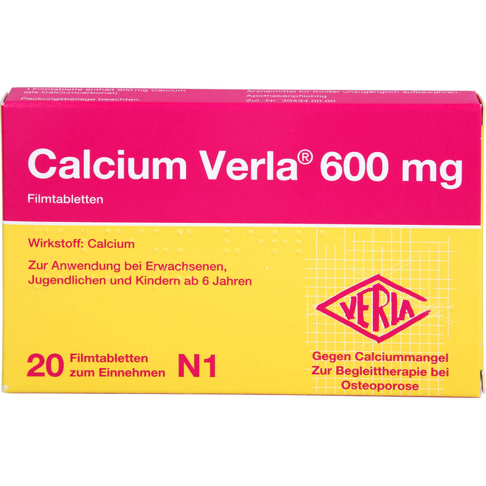 Calcium Verla 600 mg Filmtabletten, 20 St. Tabletten